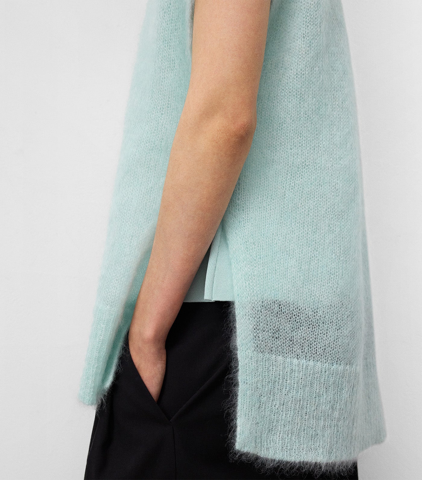 Mohair Blend Knit Vest Sea Water Green