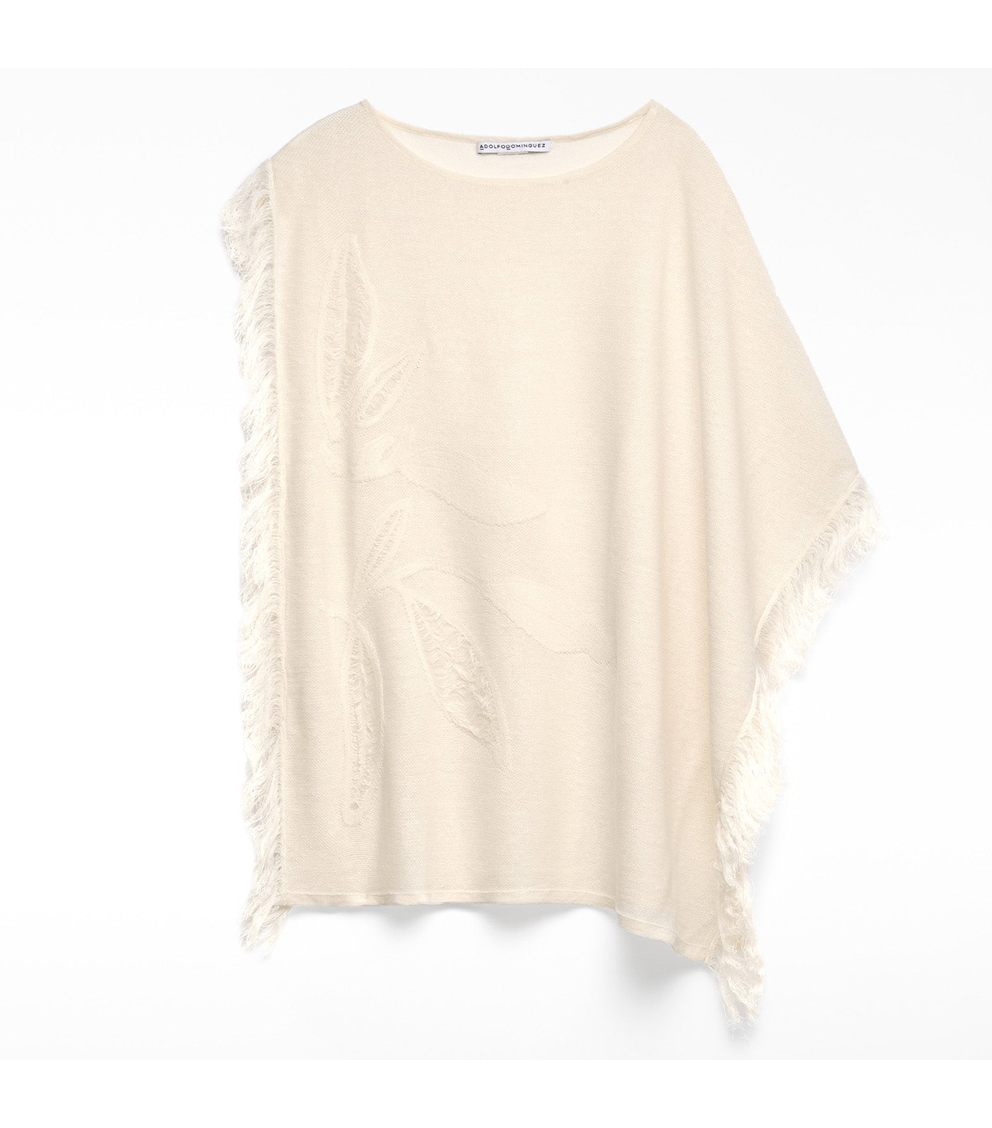 Leaf Pattern Jacquard Knit Sweater Light Cream