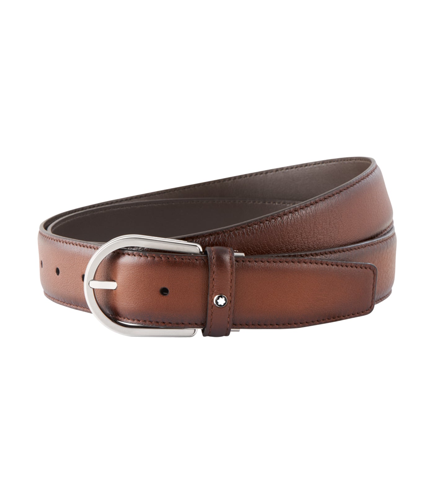 35mm Horseshoe Buckle Leather Belt Brown