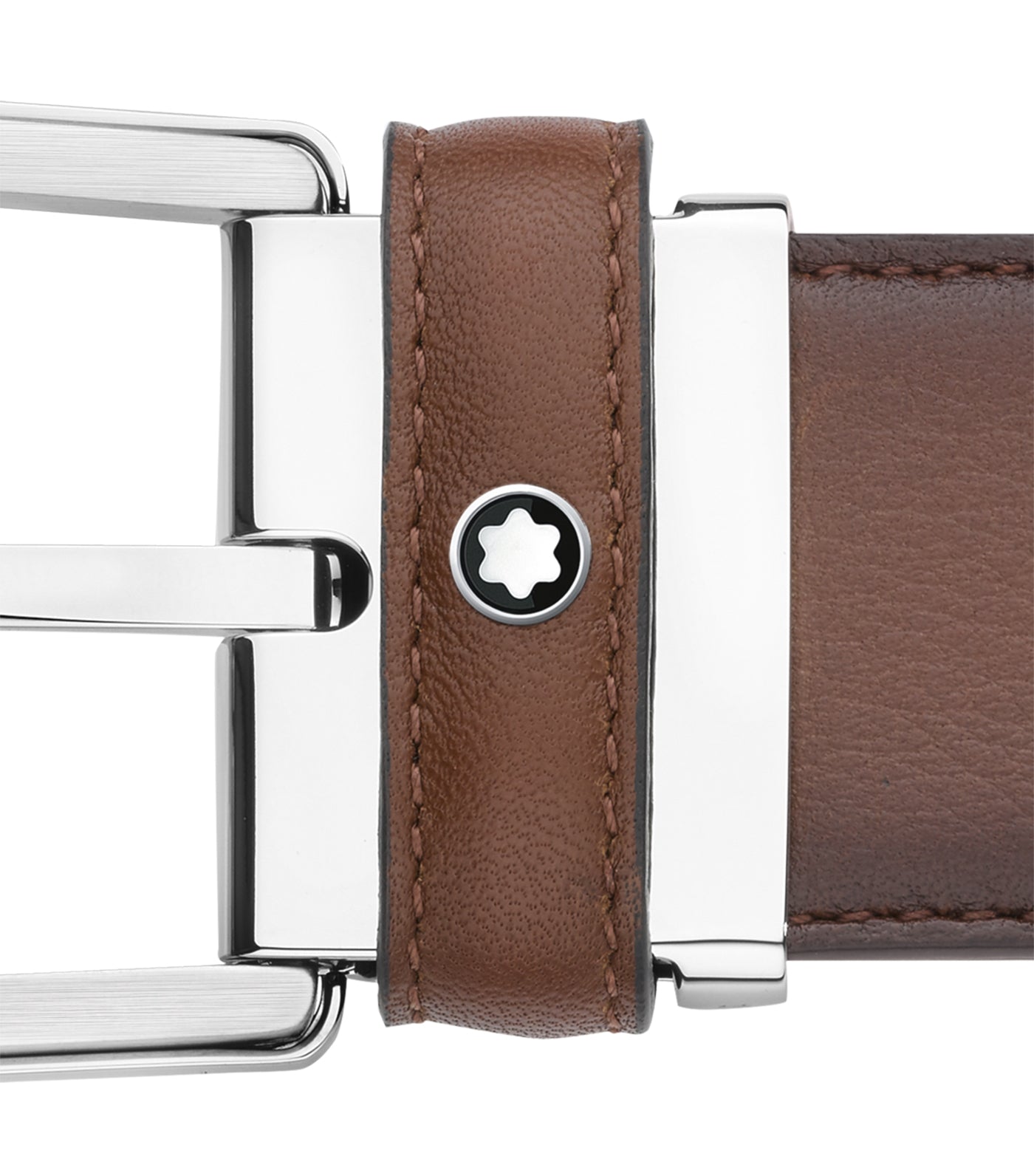 35mm Horseshoe Buckle Leather Belt Brown