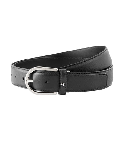 Horseshoe Buckle 35mm Leather Belt Gray