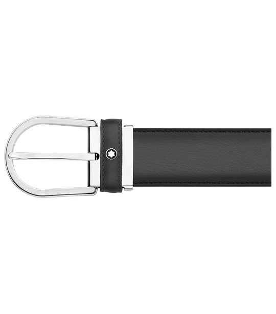 Horseshoe Buckle 35mm Leather Belt Gray