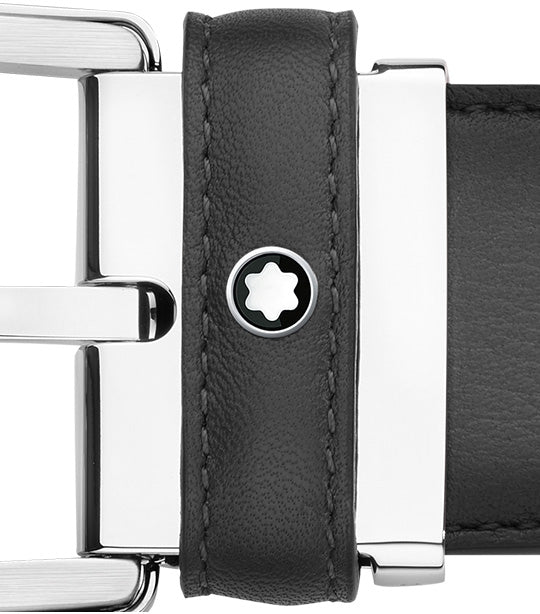 Horseshoe Buckle 35mm Leather Belt Gray