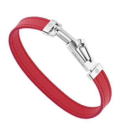 Bracelet in Red Leather with Carabiner Closure in Stainless Steel (63)