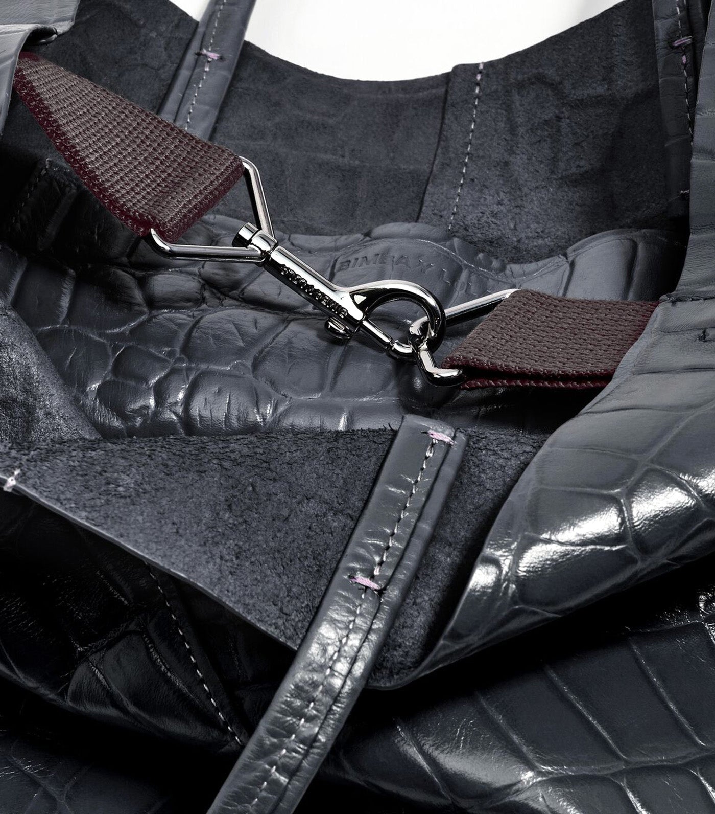 Leather Shopper Bag - Crocodile Embossed