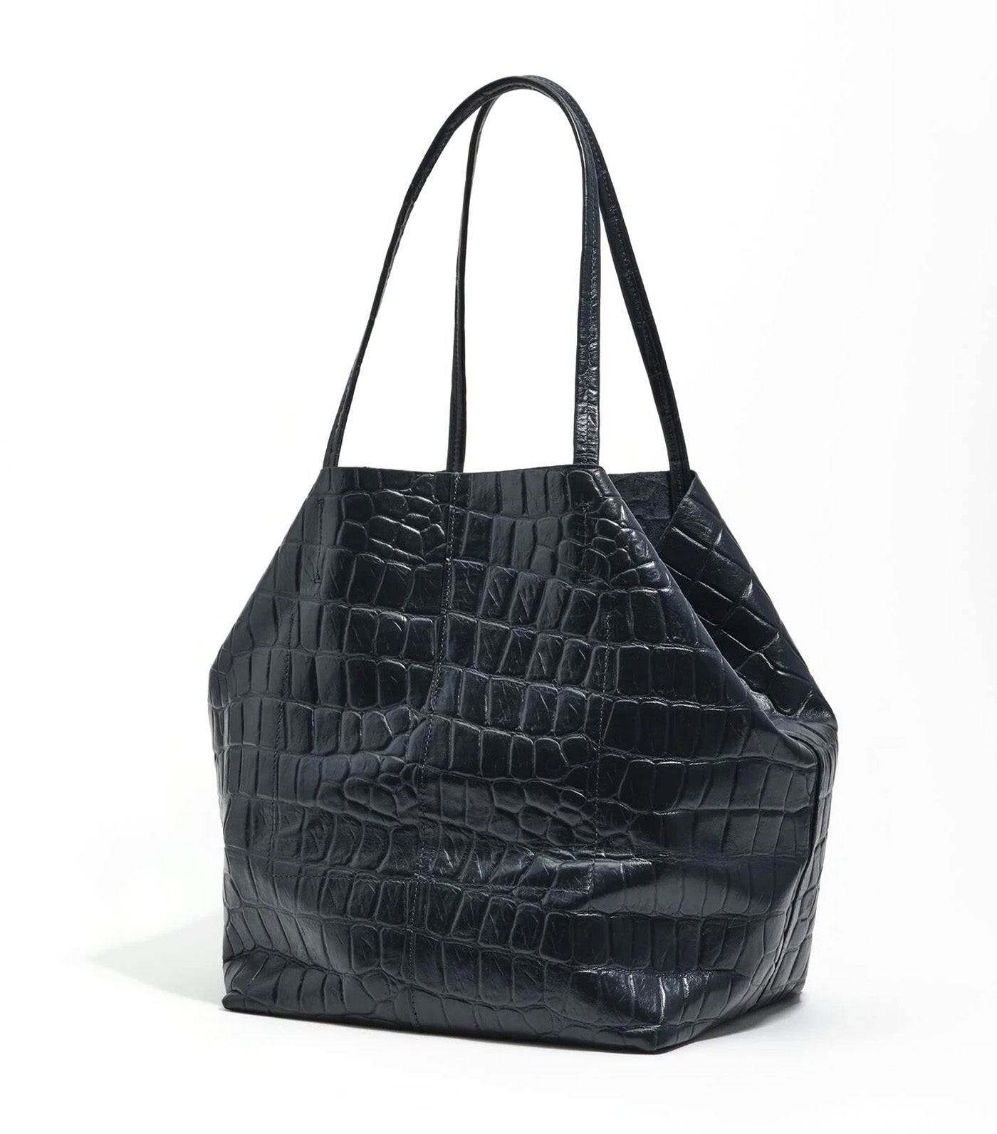 Leather Shopper Bag - Crocodile Embossed