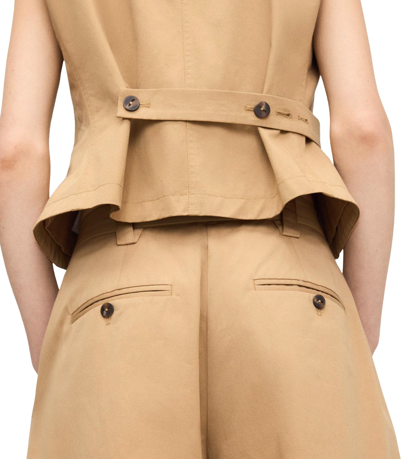 Cotton Barrel Fit Pleated Trousers Camel