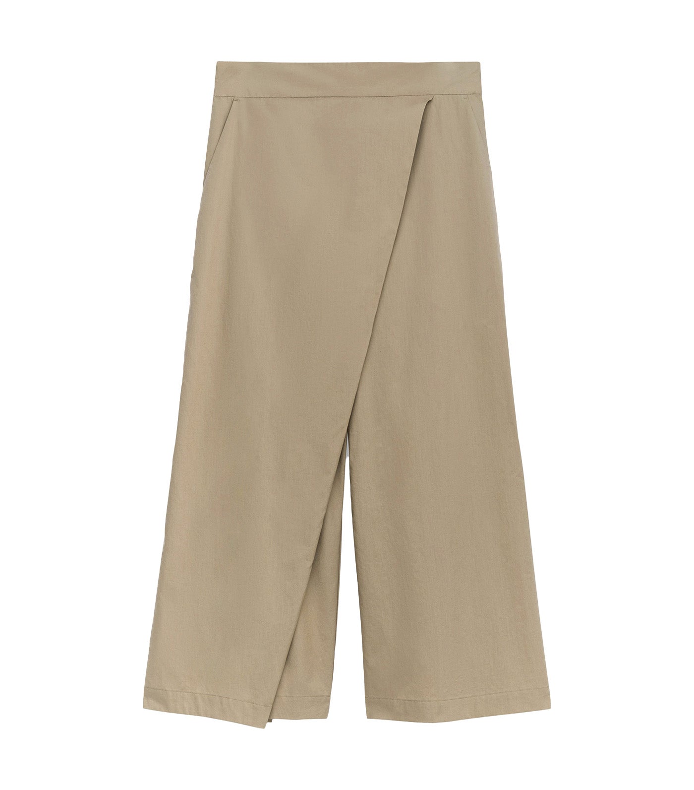 Cotton Cropped Wrap Stone Trousers Stone