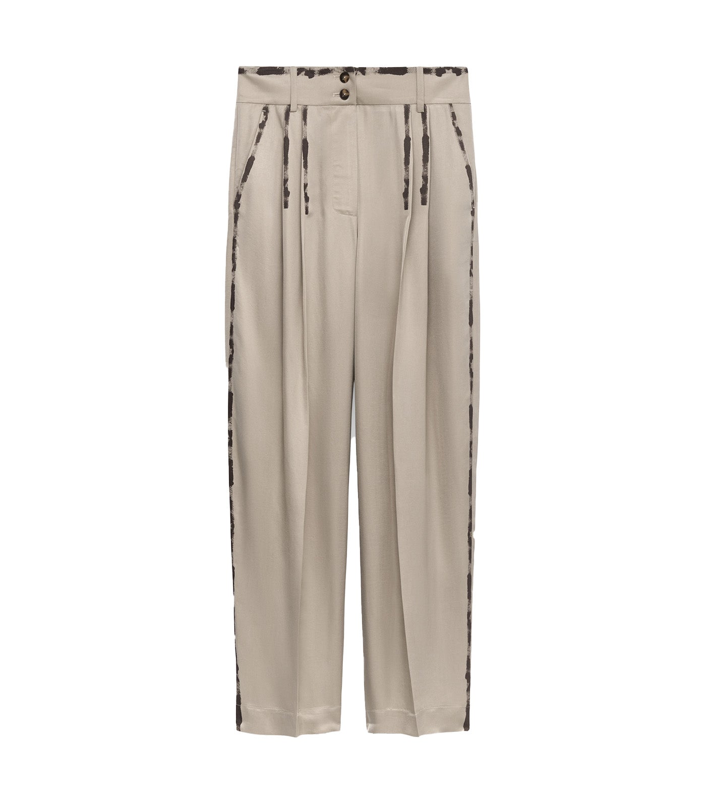 Viscose Barrel Fit Trousers Taupe