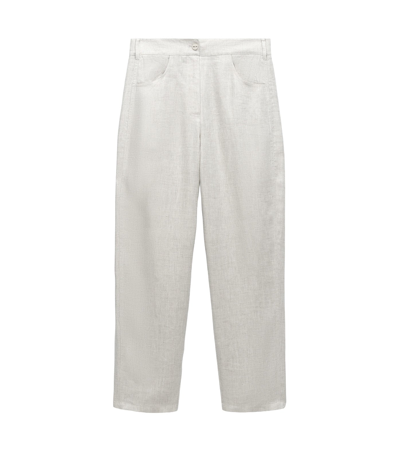 Barrel Fit Linen Trousers Stone