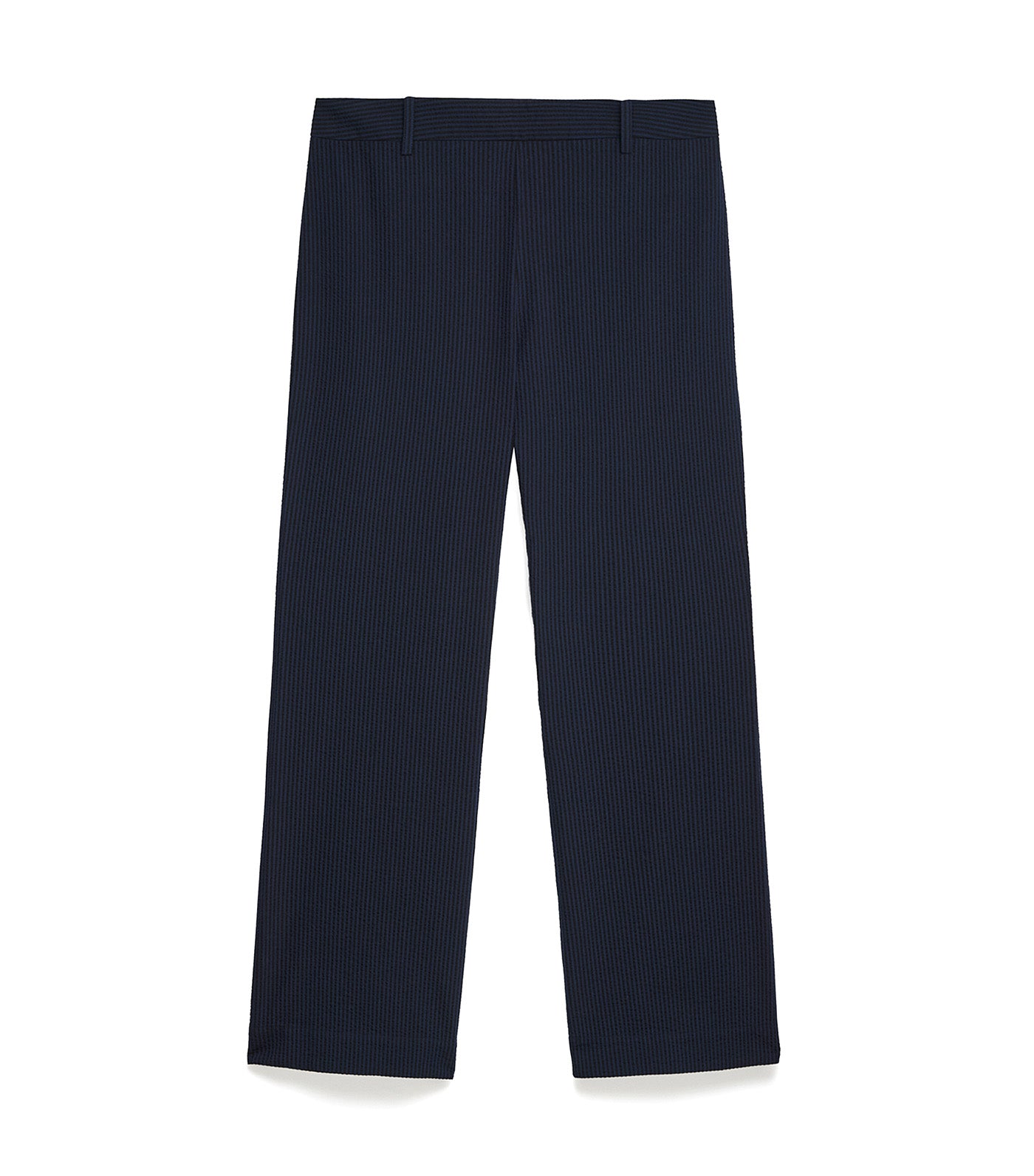 Ankle Seersucker Cotton Trousers Blue Stripe