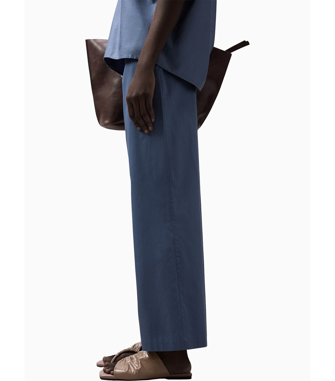Cotton Straight Trousers Gray/Blue