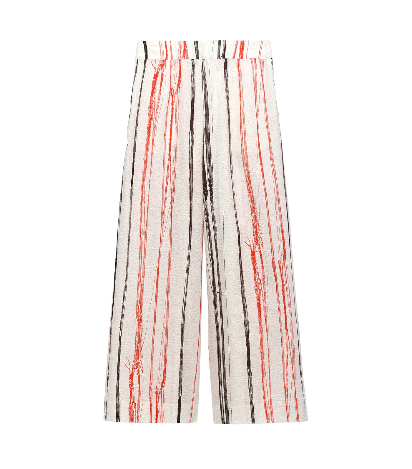 Irregular Striped Seersucker Trousers Black/Orange