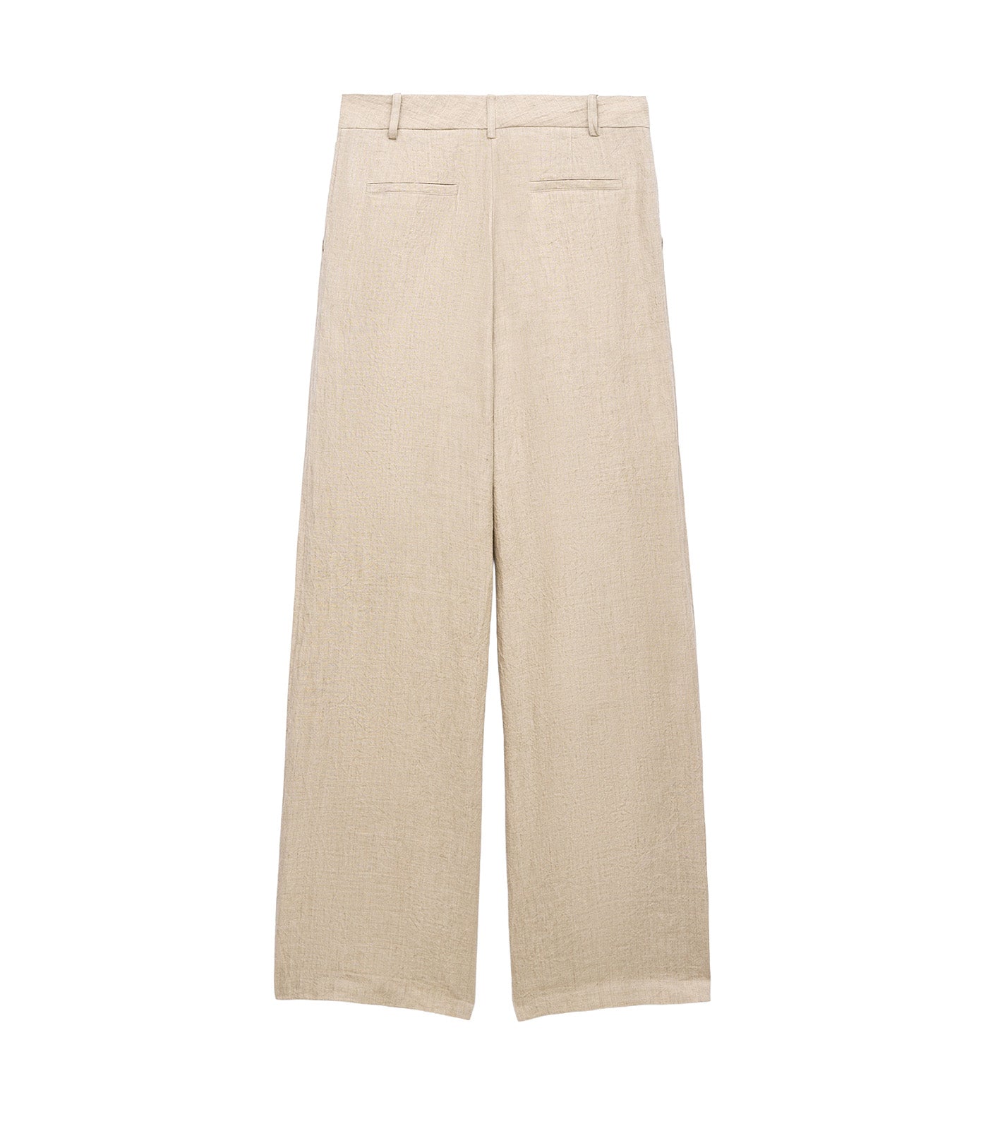 Linen Wide-Leg Double-Pleated Trousers Sand Melange