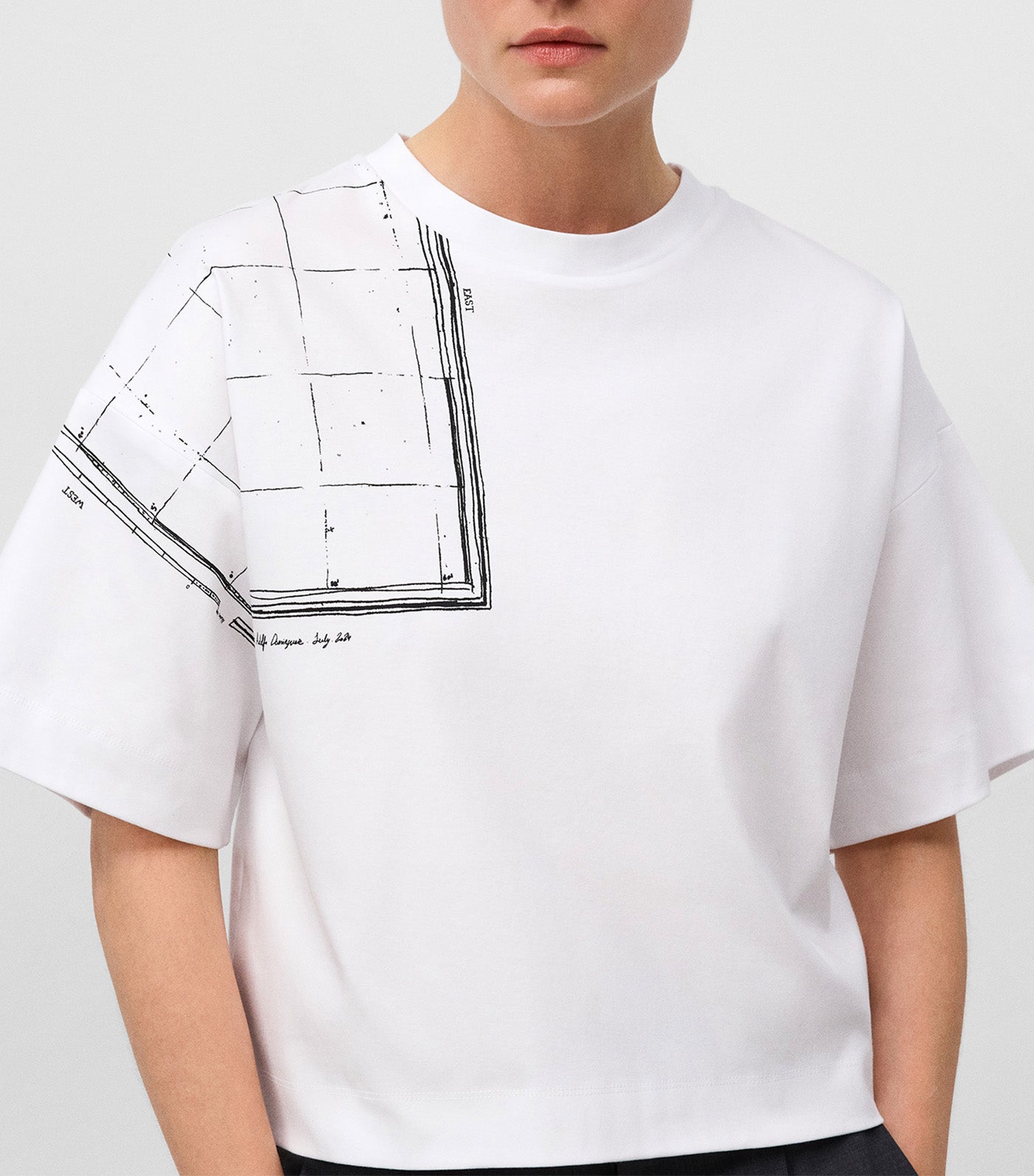 Map-Printed Cotton T-Shirt White
