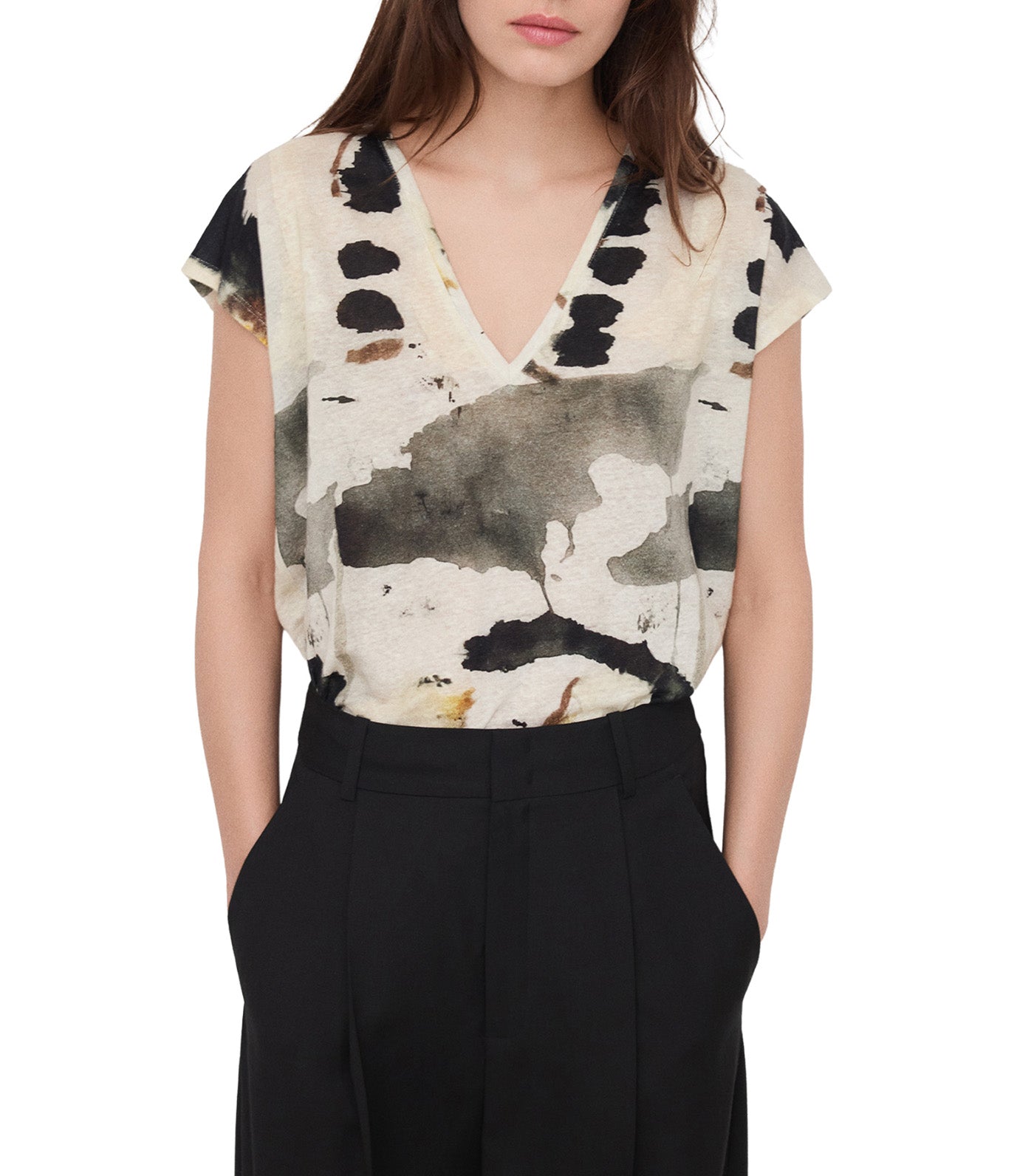 European Linen Printed T-Shirt Multi