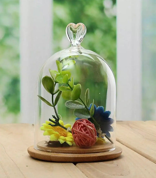 Sugarplum Laila Glass Cloche with Bamboo Base
