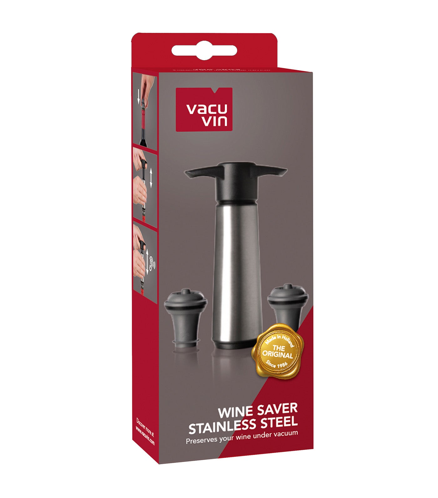 Wine Saver Stainless Steel - 1 Pump, 2 Stoppers