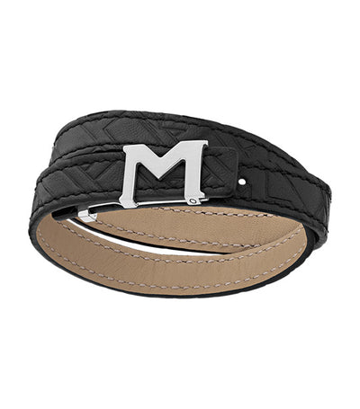 M Logo Bracelet with Embossed Black Band