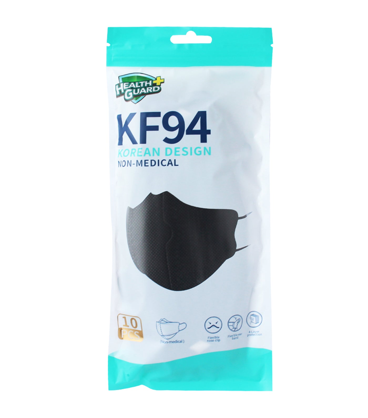 10-Piece Non-Medical Adult KF94 4-Layer Face Mask Set - Black