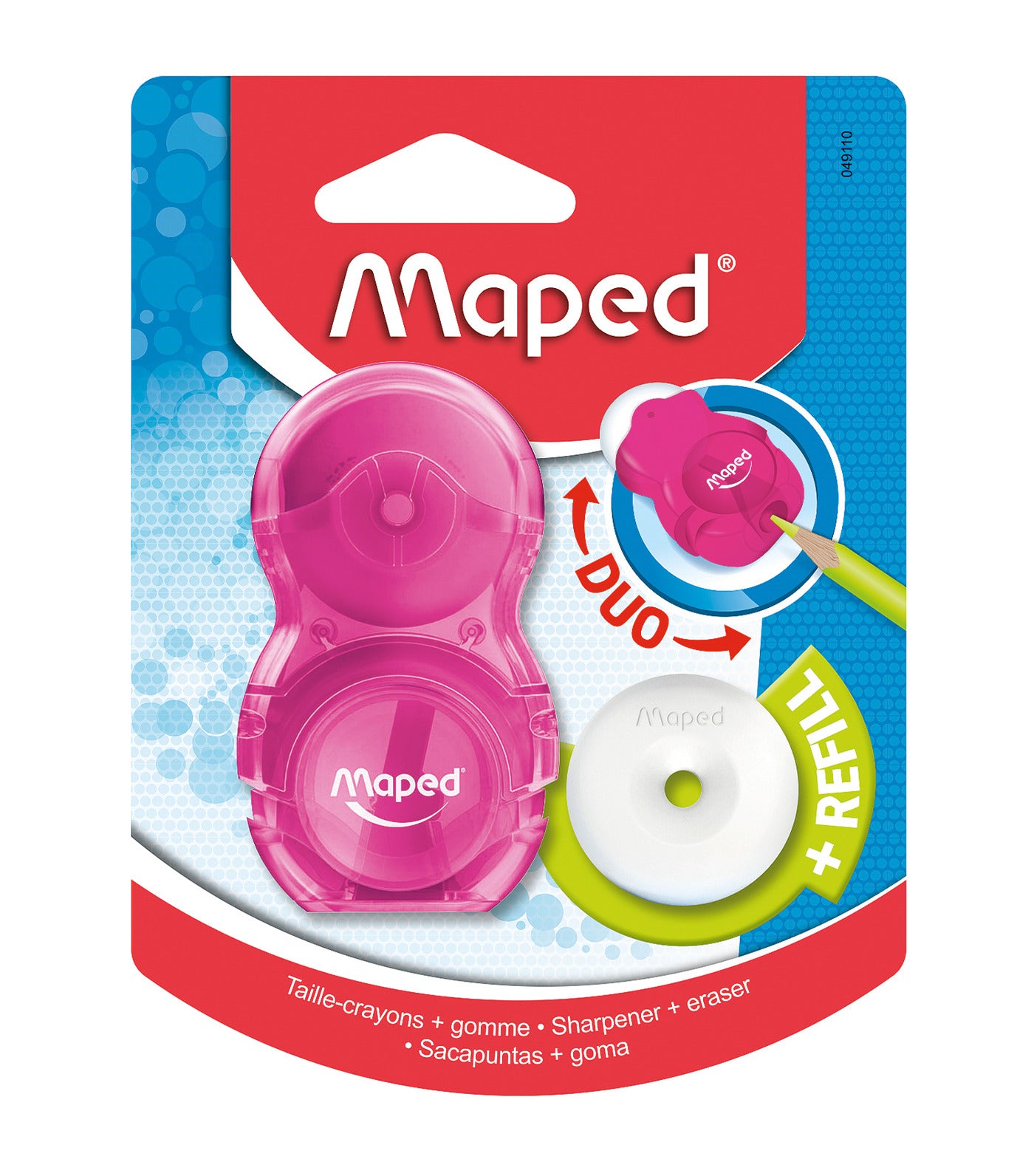 Loopy Duo Sharpener + Eraser Transparent