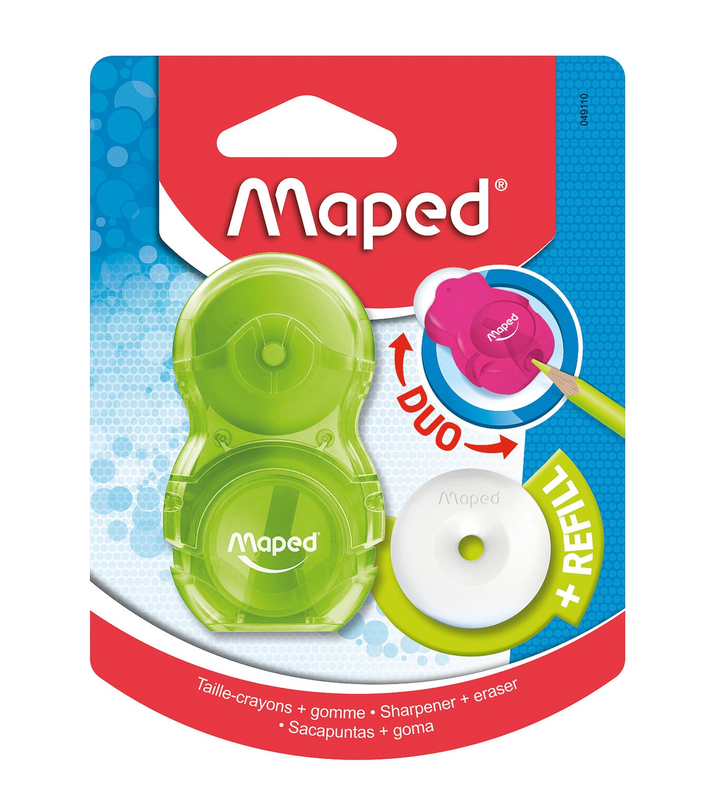 Loopy Duo Sharpener + Eraser Transparent