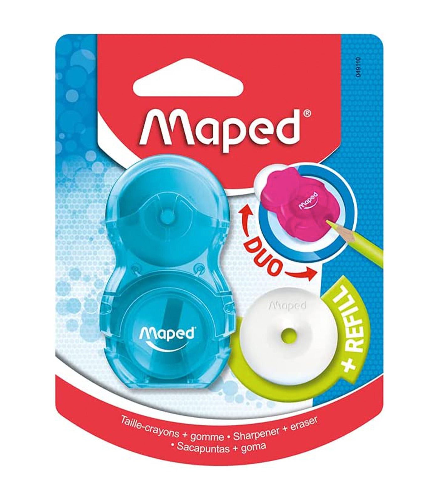 Loopy Duo Sharpener + Eraser Transparent