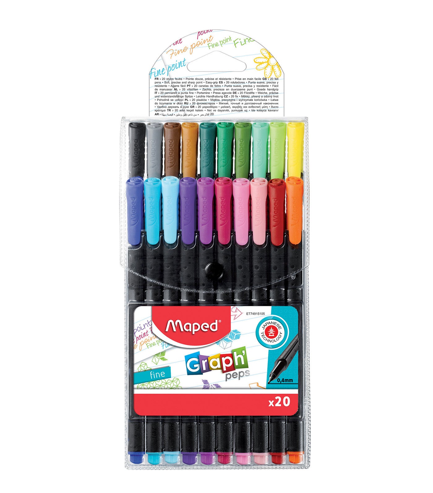 Graph'Peps Classic 0.4mm Fine Felt Tipped Pens x 20