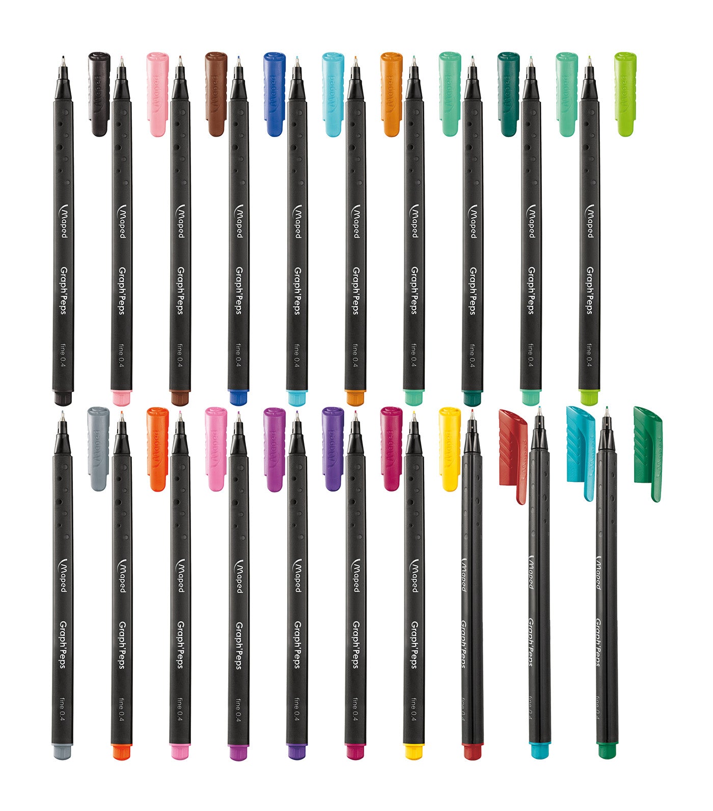 Graph'Peps Classic 0.4mm Fine Felt Tipped Pens x 20