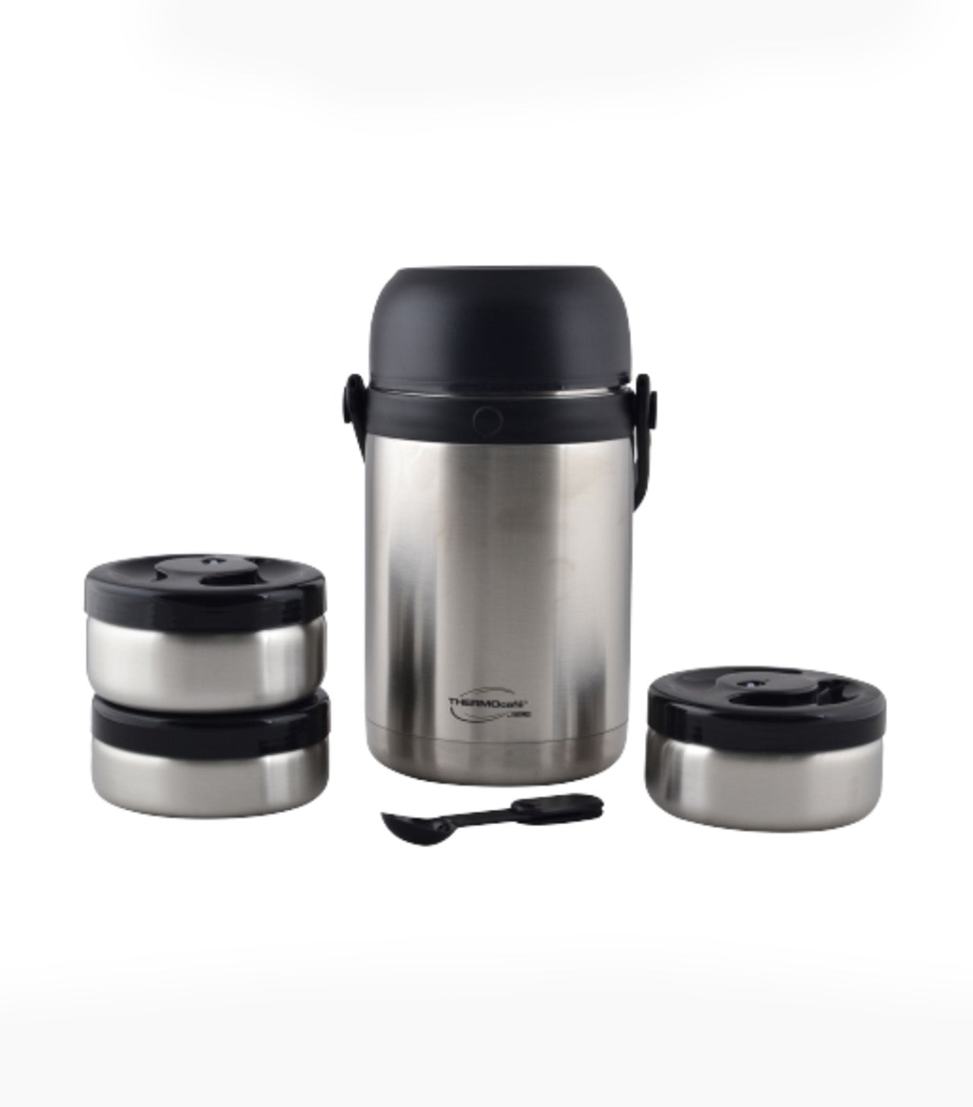 Lunch Box Stainless Steel Jar 1.8 with 3 Layered Containers Silver