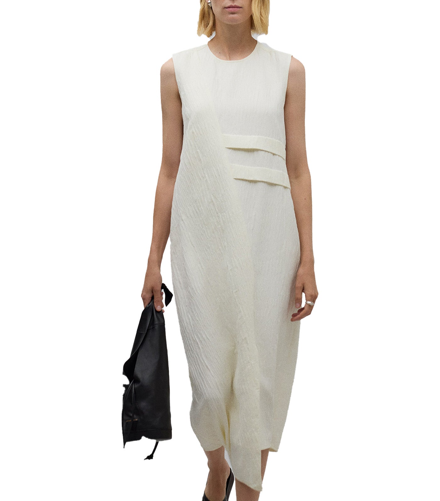 Natural Asymmetrical Hem Dress Ecru