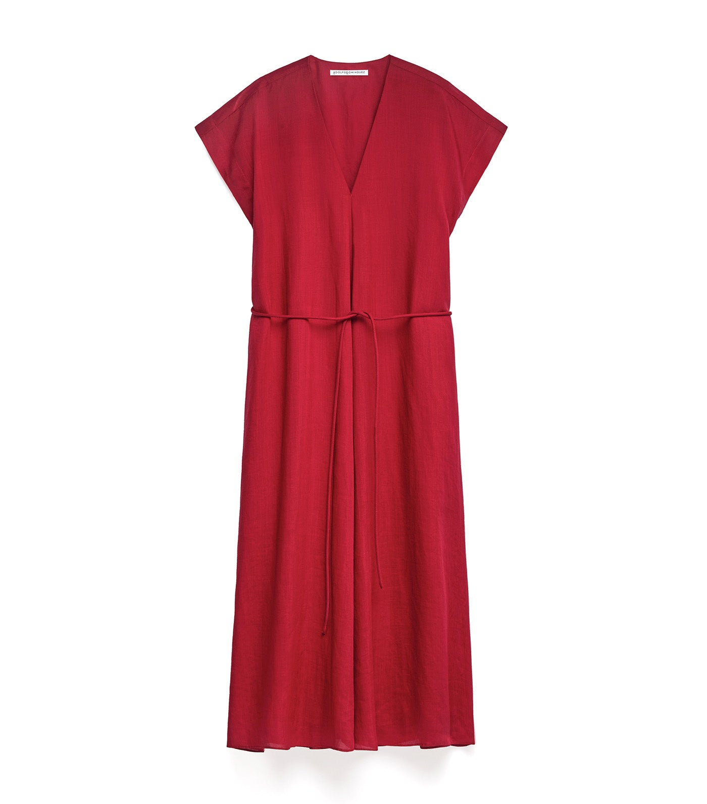 Ramie Blend Midi Dress Raspberry