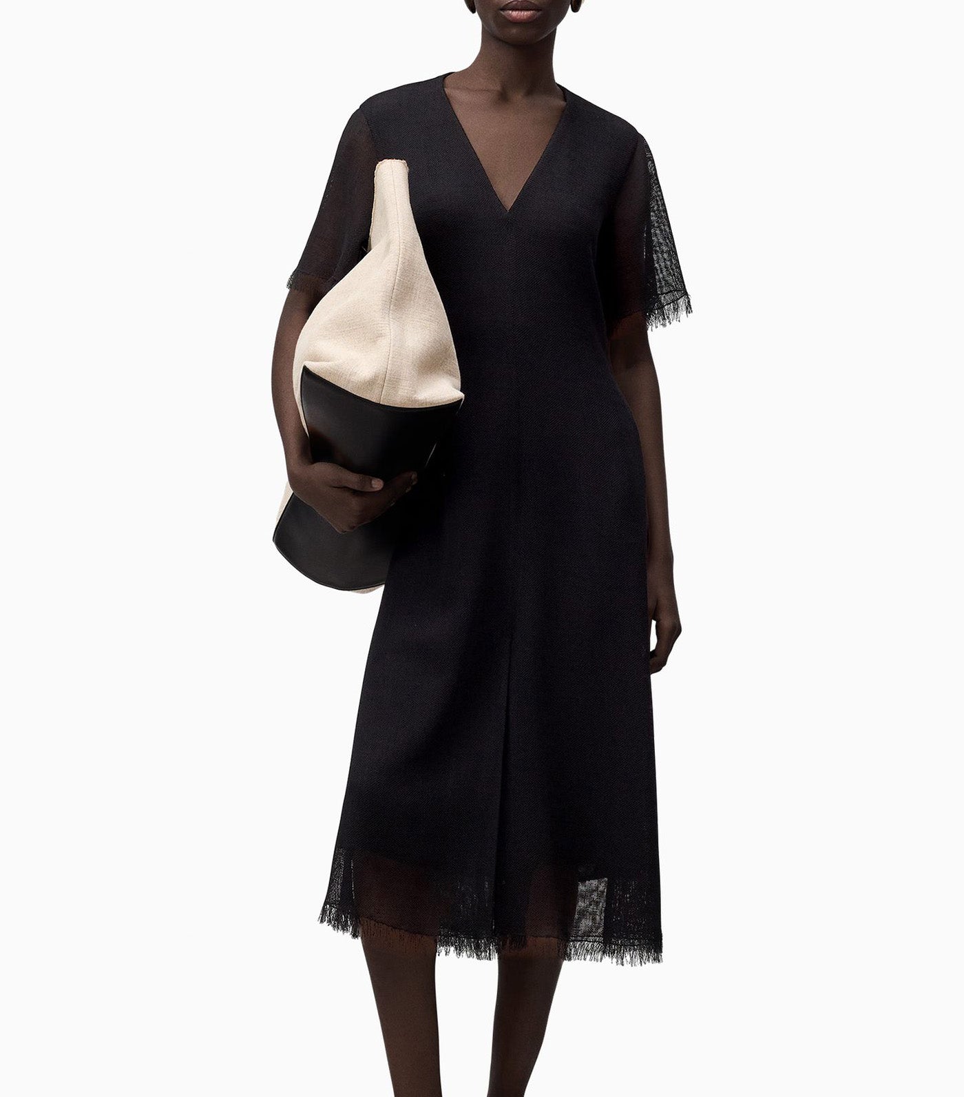 Frayed Edge Dress Black