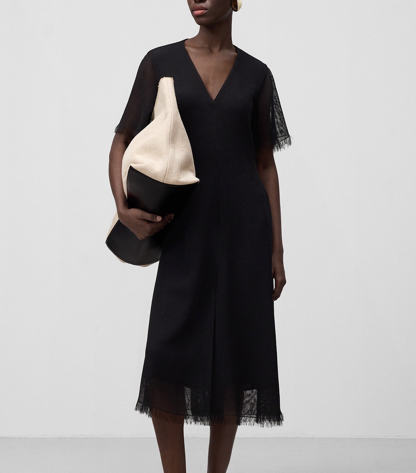 Frayed Edge Dress Black