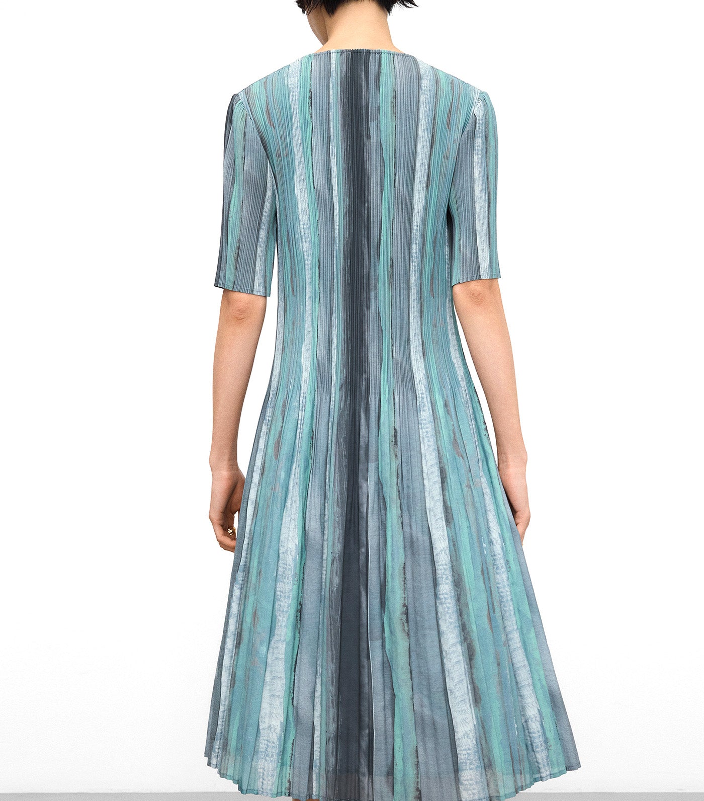 Printed Crinkle A-Line Dress Multicolor