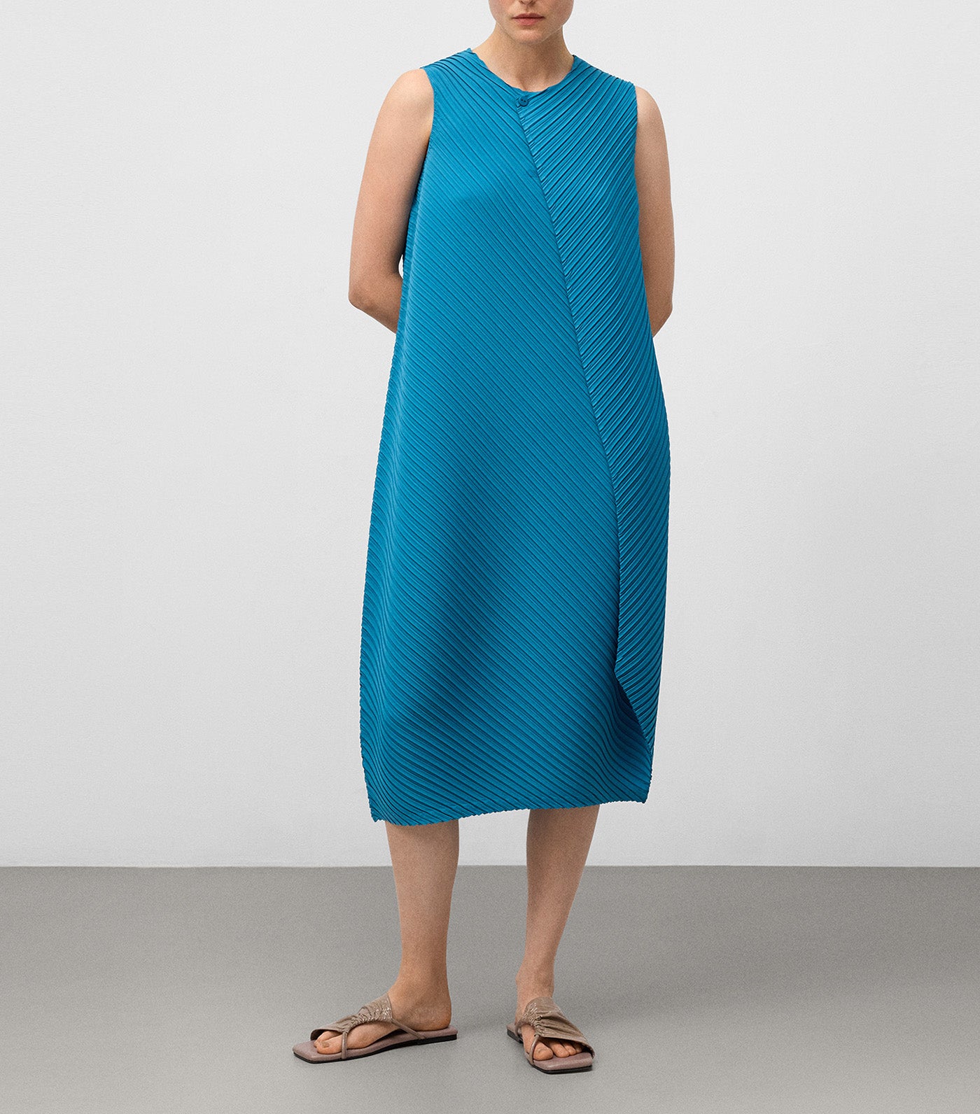 Recycled Polyester Crinkle Dress Blue