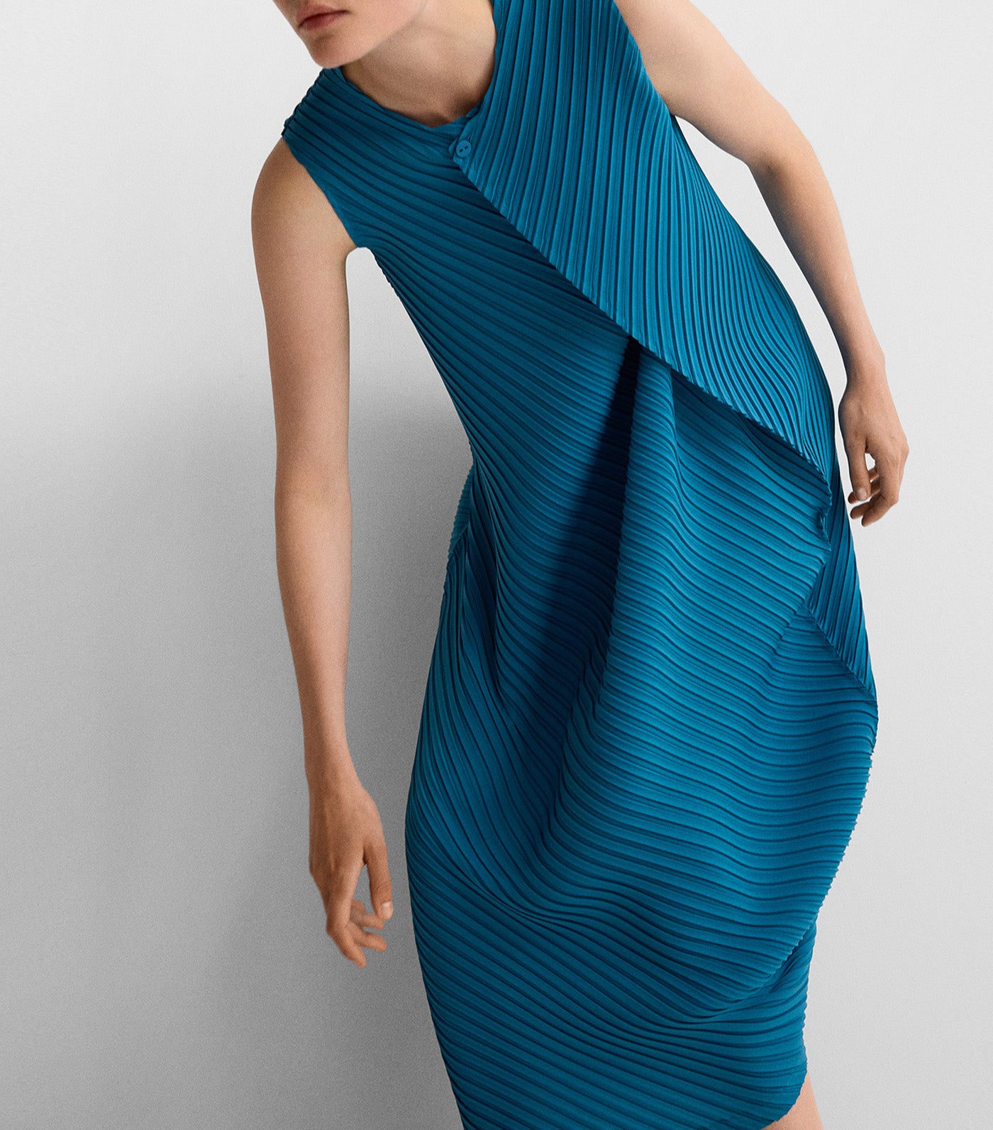 Recycled Polyester Crinkle Dress Blue