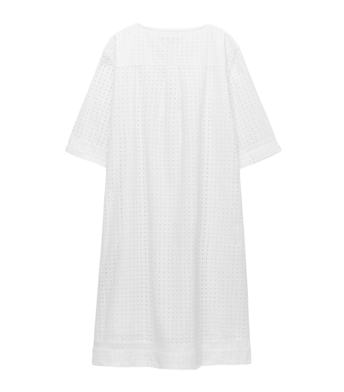 Poplin Caftan With English Embroidery White