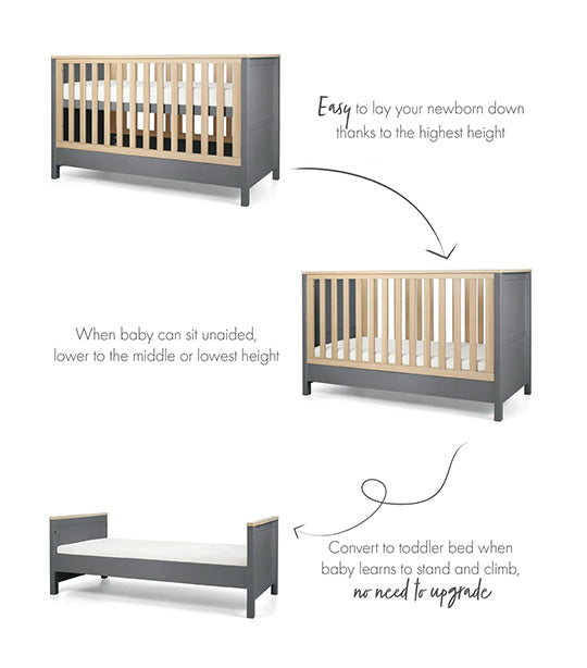 Harwell Baby Cotbed - Grey/Natural