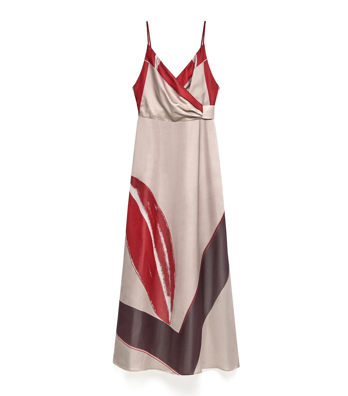 Printed Long Dress Gray/Black/Red Stamped