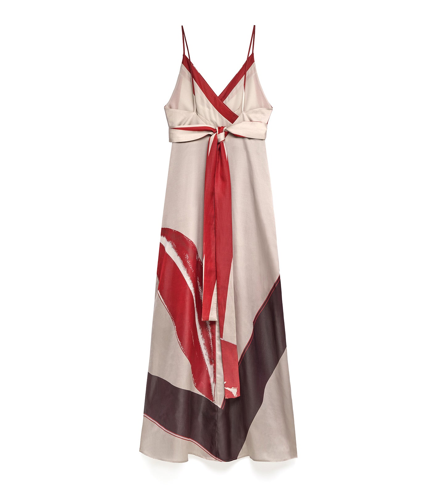 Printed Long Dress Gray/Black/Red Stamped