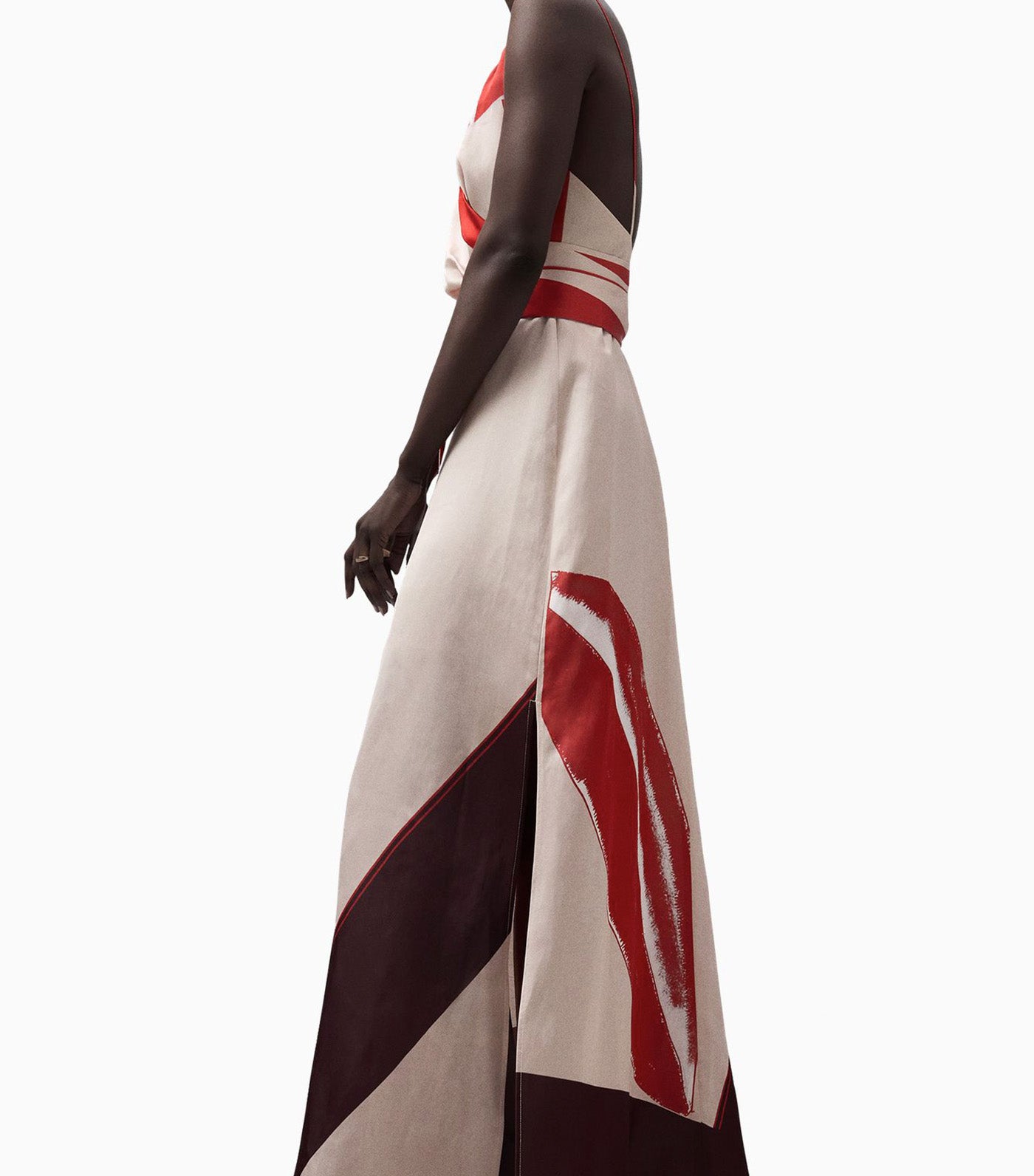 Printed Long Dress Gray/Black/Red Stamped