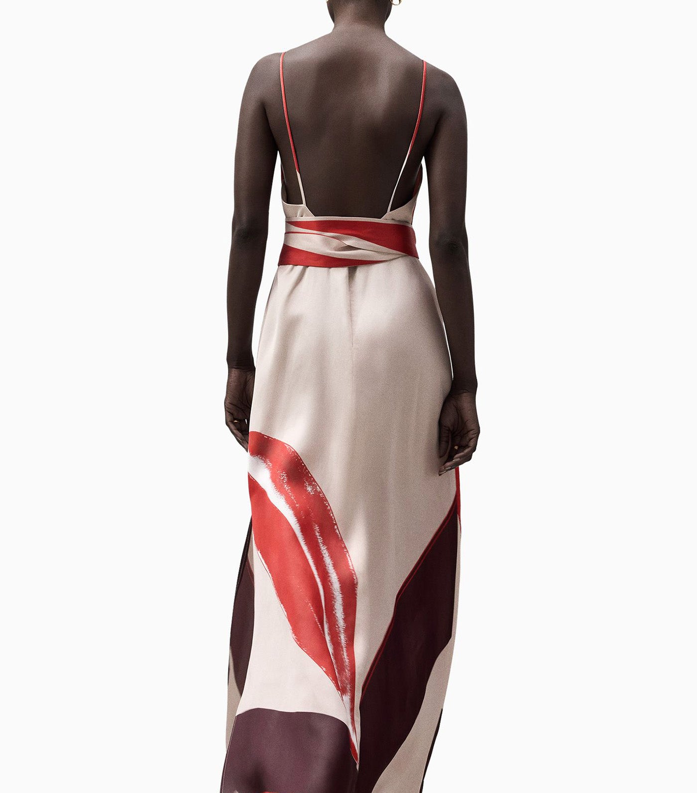 Printed Long Dress Gray/Black/Red Stamped