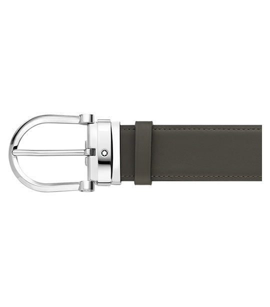 Horseshoe Buckle 35mm Reversible Leather Belt Black/Brown
