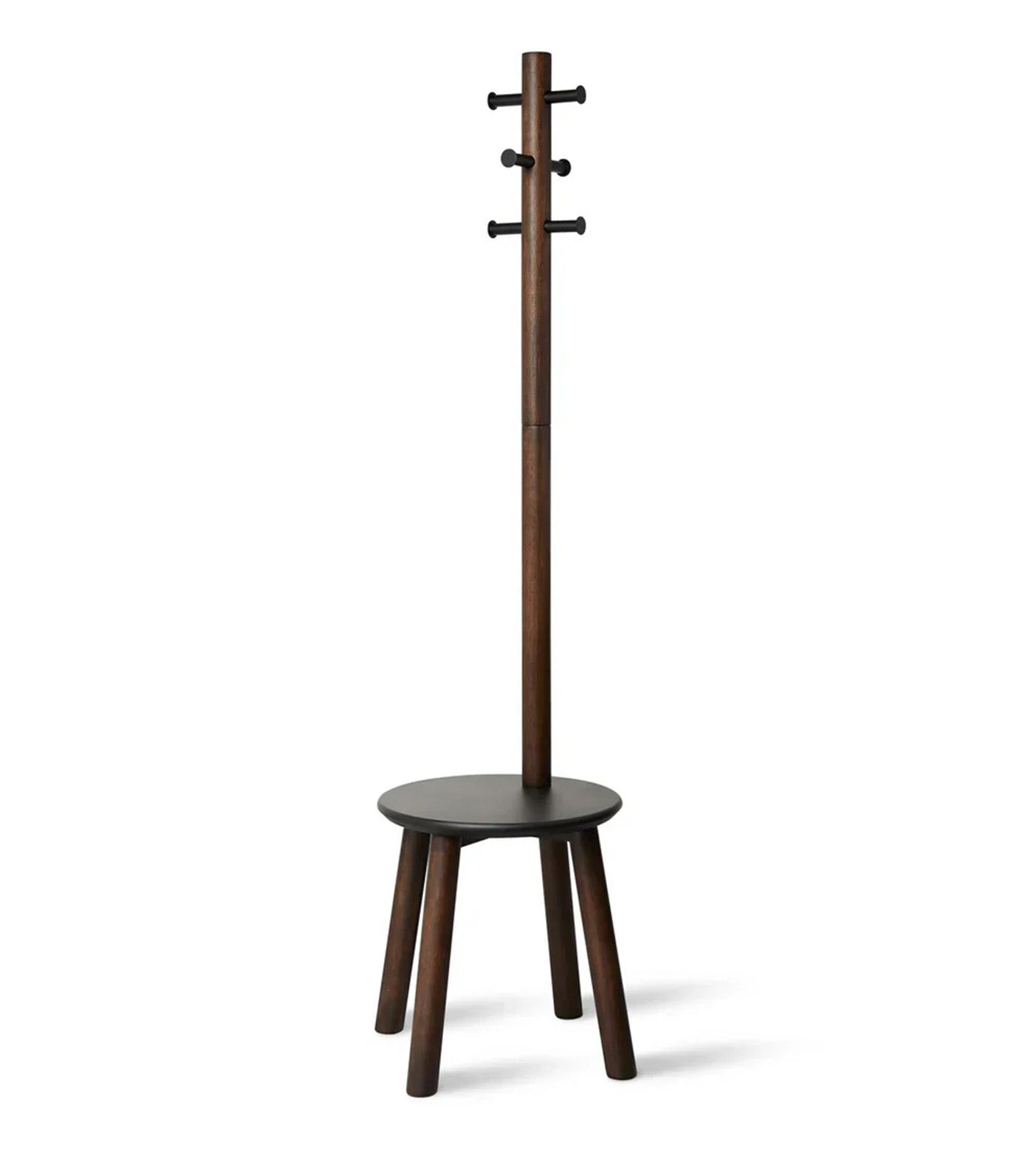 Garden Barn Pillar Stool/Coat Rack Black/Walnut