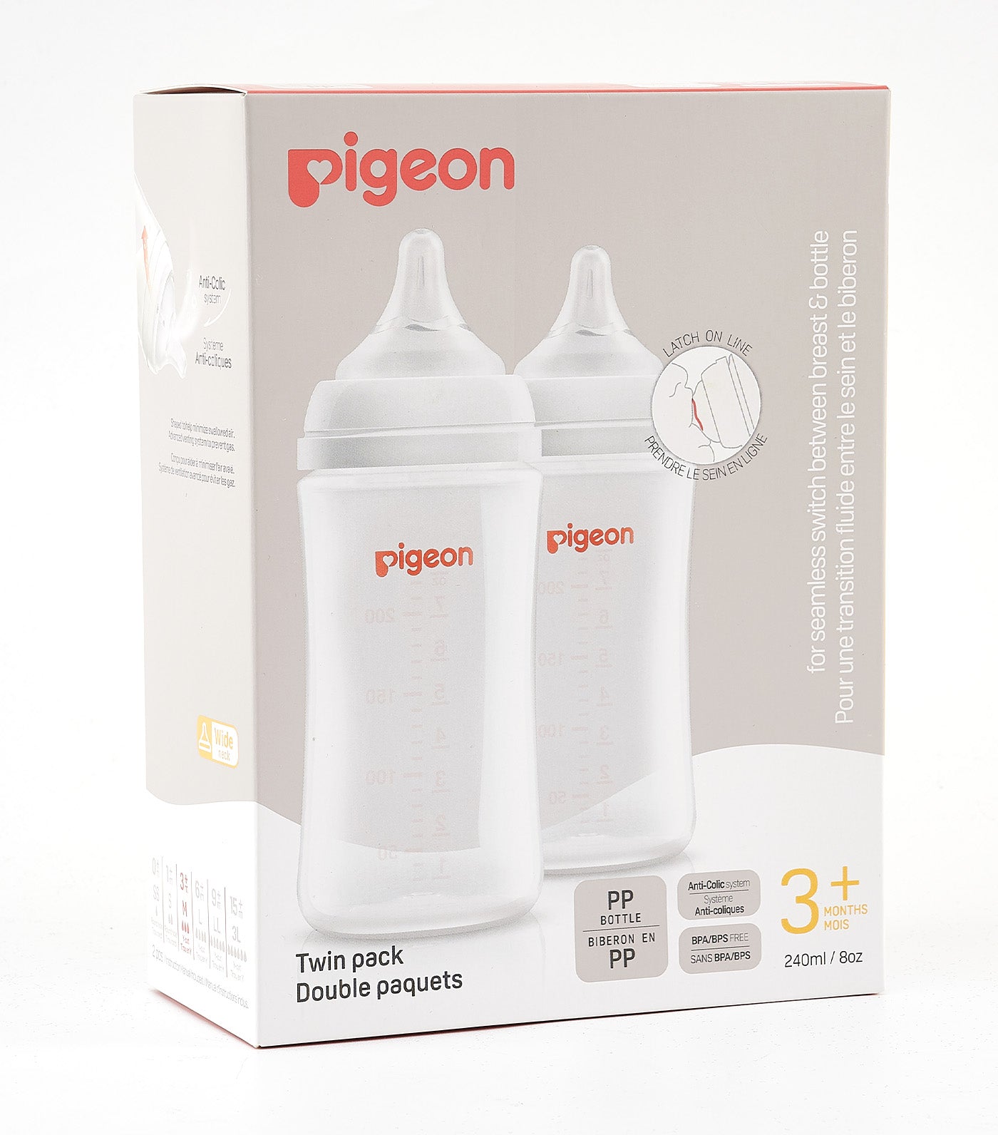 Wideneck PP Feeding Bottle 240ml (M) Size, 2-Pack