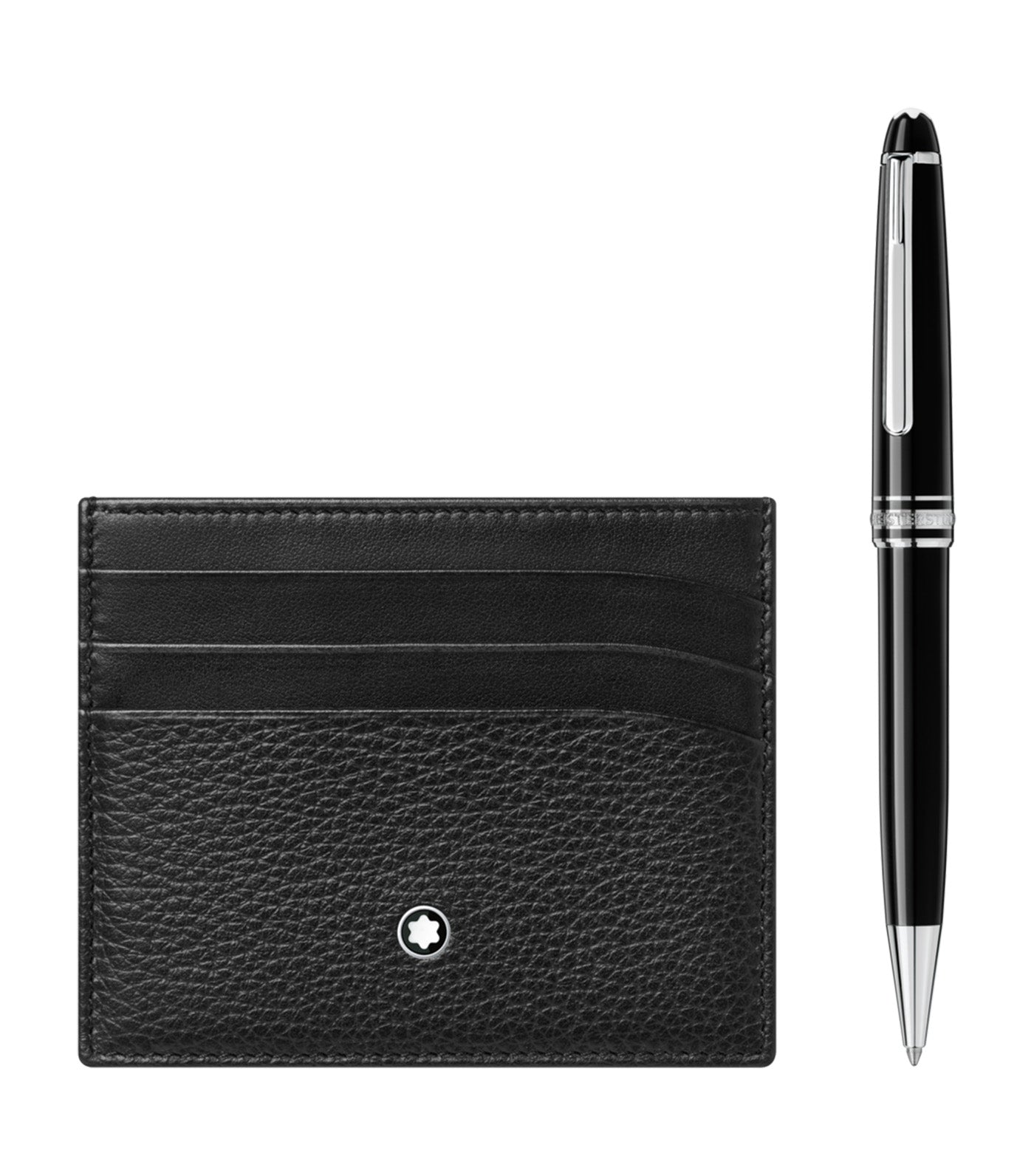 Set with Meisterstück Platinum-Coated Classique Ballpoint Pen and Meisterstück Soft Grain Pocket 6cc Black