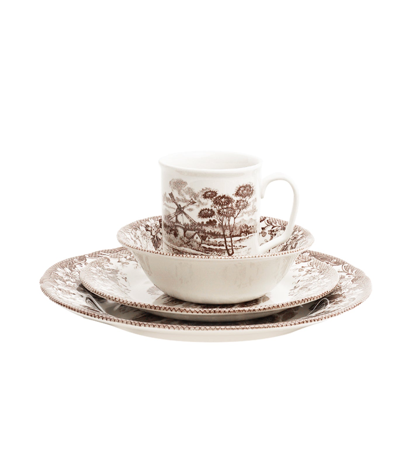 Claytan Windmill 16-Piece Dinnerware Set - Brown