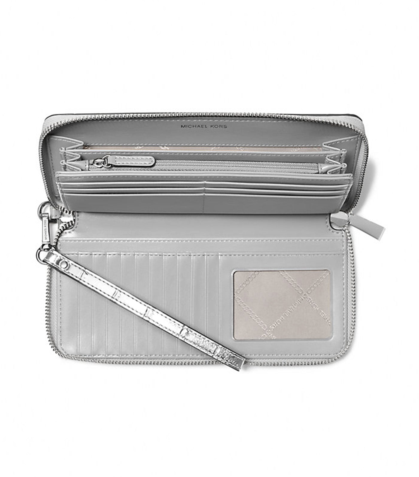 Jet Set Travel Metallic Crocodile Embossed Leather Continental Wallet Silver