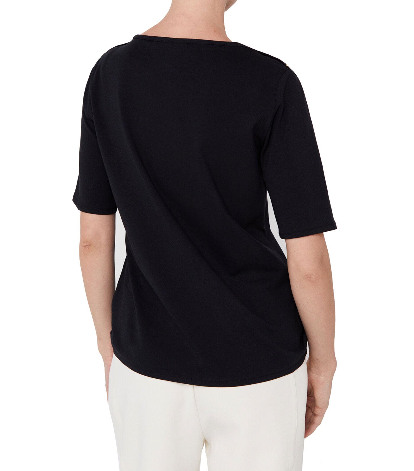 Basic Bateau Neckline T-Shirt Black